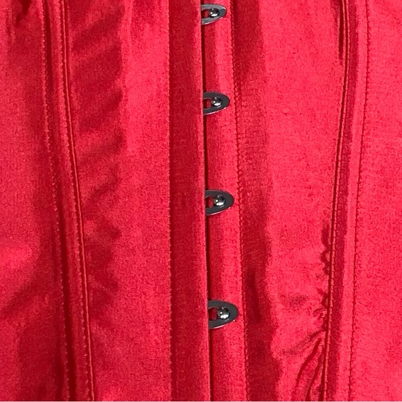 Satin Buster Corset With String Tong Red Womens Medium Sexy Stretch. - Picture 4 of 7